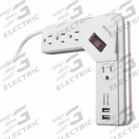WOODS Surge Protector: 4 Outlets, 4 ft Cord Lg, 560 J Rated Energy, 15 A Current, White, 5-15P (MPN 41379). Key specifications — Brand: WOODS; Mounting Style: Keyhole.