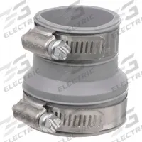 FERNCO Flexible Pipe Trap: PVC, For 1 29/64 in_1 61/64 in Pipe, Iron/PVC/Steel, 2 1/4 in Overall Lg (MPN DTC-150). Key specifications — attr1286800: Below Ground; attr1281541: Iron; attr1253455: FERNCO; attr1253479: Stainless Steel; attr1253488: PVC.