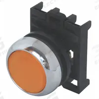 EATON Flush Push Button: 22 mm Mounting Size, Non-Metallic, Momentary (MPN M22M-DL-A). Key specifications — Brand: EATON; Action: Momentary; Series: M22; Push Button Material Type: Non-Metallic.