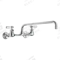 CHICAGO FAUCETS Low Arc Kitchen Faucet: 540, Cast Brass, Widespread, Wall, 2 Mounting Holes, Lever (MPN 540-LDL12E35ABCP). Key specifications — Series: 540; Brand: CHICAGO FAUCETS.