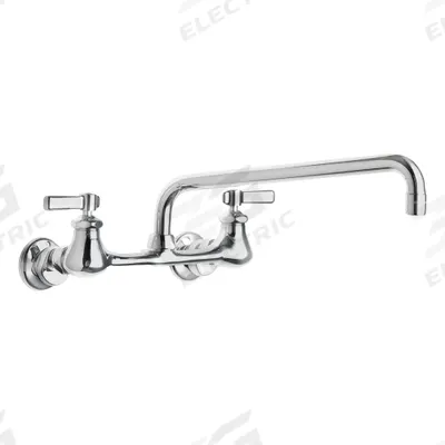CHICAGO FAUCETS Low Arc Kitchen Faucet: 540, Cast Brass, Widespread, Wall, 2 Mounting Holes - Widespread Kitchen Faucets