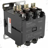 DAYTON Definite Purpose Magnetic Contactor: 3 Poles, 24V AC, 63 A, Non-Reversing (MPN 783XZ0). Key specifications — Brand: DAYTON; Coil Voltage: 24V AC; Contactor Style: HVACR Definite Purpose Contactor; Mounting Style: Through Panel; Terminal Connection Type: Box Lugs; Maximum Voltage Rating: 600V AC; Phase: Three; Main Pole Contact Form: 3NO.
