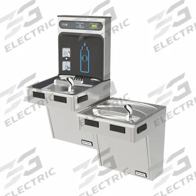 HALSEY TAYLOR Bi-Level Drinking Fountain with Bottle Filler: On-Wall, 8 gph @ 50°F - On-Wall Two-Level Drinking Fountains with Bottle Fillers