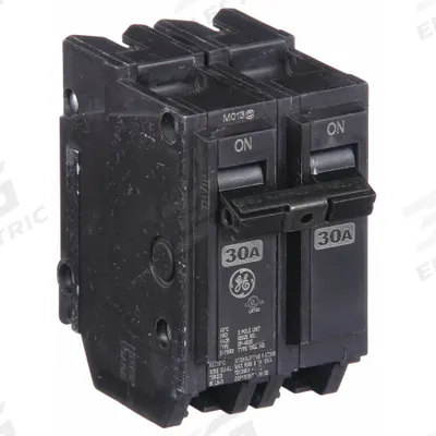 GE Miniature Circuit Breaker: THQL, 30 A, 120/240V AC, Single Phase, 10kA at 120/240V AC - THQP, THQL & THHQL Series, Plug-In GE Miniature Circuit Breakers