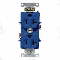 LEVITON Duplex Receptacle/Oultet, 20 Amp: Duplex, 5-20, Blue, 125V AC, 20 A, 2 Pole / 3 Wire (MPN C5362-BU)
