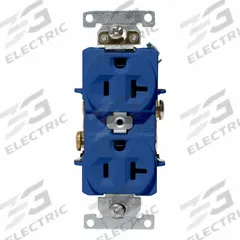 LEVITON Duplex Receptacle/Oultet, 20 Amp: Duplex, 5-20, Blue, 125V AC, 20 A, 2 Pole / 3 Wire (MPN C5362-BU)