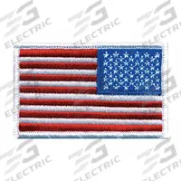 HEROS PRIDE Embroidered Patch: Reverse/U.S. Flag, 3 3/8 in x 2 in, Red/White, Plastic, Sew-On, Flag (MPN 0039). Key specifications — attr1074238: Sew-On; attr188498: 3-3/8 in x 2 in; attr188499: White; attr188500: Plastic; attr188503: U.S. Flag; attr193746: HEROS PRIDE.
