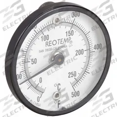 REOTEMP Magnetic Dial Thermometer: 0°F to 500°F /-20°C to 260°C, +/- 2% Full Scale Accuracy (MPN SUR50V2). Key specifications — Accuracy: +/- 2% Full Scale; Brand: REOTEMP.