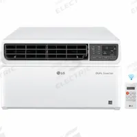 LG Window Air Conditioner: 300 sq ft – 350 sq ft, 8,500 BtuH, 115V AC, 5-15P, Cooling Only (MPN LW8024IVSM). Key specifications — Brand: LG; Combined Energy Efficiency Ratio (CEER) Rating: 15.0; Voltage: 115V AC; NEMA Plug Configuration: 5-15P; Special Features_Broad: Wi-Fi.