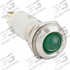 APPROVED VENDOR Raised Panel Light: 12 mm Panel Mounting Hole Dia, LED, Green, Raised Head, M12 (MPN 24M117). Key specifications — Brand: APPROVED VENDOR; Electrical Connection: 0.11 Male Quick Disconnect.