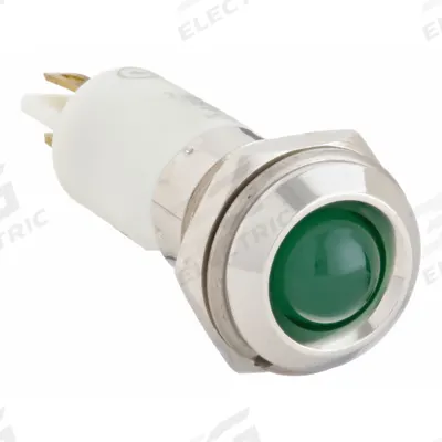 APPROVED VENDOR Raised Panel Light: 12 mm Panel Mounting Hole Dia, LED, Green, Raised Head - LED Indicator Pilot Lights