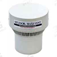 STUDOR Air Admittance Valve: Air Admittance Valve, 4 7/8 in Overall Dia, 5 1/4 in Overall Ht, White (MPN 20302). Key specifications — Color: White; Connection Type: Slip; Material: Plastic; Brand: STUDOR.