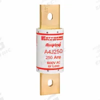 MERSEN Fuse: A4J Series, Class J, Blade Body, Fast-Acting, 250 A, 600 V AC, 300 V DC, Non-Indicating (MPN A4J250). Key specifications — Series: A4J; Brand: MERSEN.
