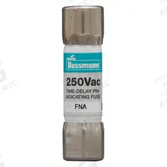 BUSSMANN Fuse: FNA Series, Midget, Time-Delay, 1 A, 250 V AC, 13/32 in x 1 1/2 in, Indicating (MPN FNA-1). Key specifications — Series: FNA; Brand: BUSSMANN.
