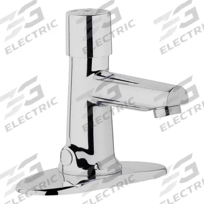 CHICAGO FAUCETS Straight Spout Bathroom Faucet: 3501, Single-Post, Cast Brass - Single-Post Push-Button Metering Bathroom Faucets
