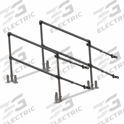 GARLOCK SAFETY SYSTEMS Guardrail: 6 ft x 42 in, 20 in Mid-Rail Ht, Permanent, Gray - Guardrail Components for Ladder Entry