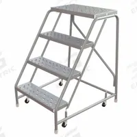 BALLYMORE Rolling Ladder: 3.3 ft Platform Ht, Assembled, Aluminum, Wt-Actuated, Perforated (MPN WLAR004246). Key specifications — Includes Handrails: Handrails Not Included; Material: Aluminum; Brand: BALLYMORE; Color: Gray.