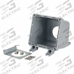 LEVITON Back Box: For IEC 60309 Pin & Sleeve Devices, 100 A, 2 in, Dead End Hub, 15° (MPN BX100LEV). Key specifications — Brand: LEVITON; Material: PBT.