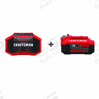 CRAFTSMAN Bluetooth Speaker: Speaker, V20*, Auxiliary/Bluetooth/USB, ANSI Z87.1, USB - Craftsman Jobsite Radios & Speakers