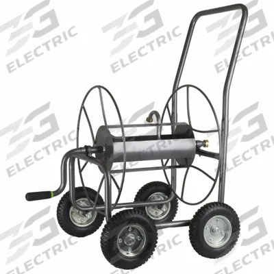 YARD BUTLER Hose Cart: 400 ft (5/8 in I.D.), 18 1/2 in Reel Dia, Gray, 4 Wheels - Metal Garden Hose Carts