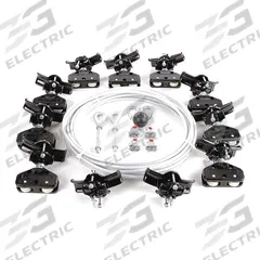 DAYTON Festoon System Kit: Wire Rope, 60 ft – 60 ft, 76 ft Min Cable/Hose Required, Round (MPN 33N213). Key specifications — Brand: DAYTON; Compatible Cable Type: Round; Included Components: Hardware; Track Type: Wire Rope.