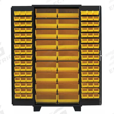 JAMCO Bin Cabinet: 36 in x 24 in 78 in, 0 Shelves, 114 Bins, Yellow, Flush, 14 ga Panel - Standard Bin Cabinets