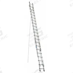 WERNER Extension Ladder: 40 ft Ladder Size, Aluminum, 250 lb Load Capacity, 86 lb Wt, 2 Sections (MPN D1340-2). Key specifications — Color: Silver; Brand: WERNER; Included Features: Rope and Pulley; Removable Fly: Removable.