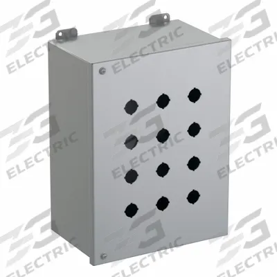 HAMMOND Push Button Enclosure: 22mm, 12 Holes, Carbon Steel - Enclosures for 22mm Operators