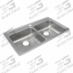 JUST MANUFACTURING Bowl Drop-In Sink: 33 in Overall Lg, 19 1/2 in Overall Wd, 5 in Bowl Dp, 2 Bowls (MPN DLADA1933A502-J). Key specifications — Brand: JUST MANUFACTURING; Color Family: Silver/Gray.