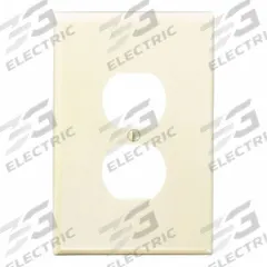LEVITON Wall Plate: Duplex Outlet, 1 Gang, Ivory, Jumbo Size (MPN 86103). Key specifications — Brand: LEVITON; Material: Plastic.