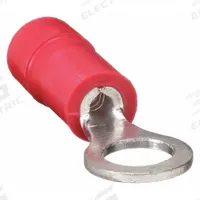 PANDUIT Ring Terminal: Red, Vinyl Insulation, #10 Stud Size, 22 AWG to 16 AWG Wire Sizes, 600 V (MPN PV18-10R-CY). Key specifications — attr1308027: PANDUIT.