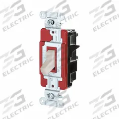 HUBBELL Wall Switch: Toggle Switch, Single Pole, Maintained, Light Almond, 120/277V AC, 20 A (MPN CSB120STLA). Key specifications — Illuminated: No; Voltage Rating: 120/277V AC.