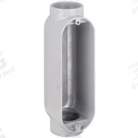 Conduit Outlet Body: Aluminum, 2 in Trade Size, C Body, 67 cu in Body Capacity, Threaded Hub (MPN RC200). Key specifications — Finish: Powder Coated; For Use With: IMC; Brand: RACO; Hub Style: Threaded.