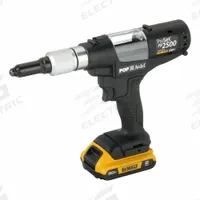 POP AVDEL Rivet Tool: 1 Battery, 1 Charger, 15/16 in Stroke Lg, 1,911 lbf Pulling Force, Brushless (MPN PB2500-NA). Key specifications — attr1171031: POP AVDEL.