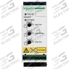 SCHNEIDER Soft Start: 460-480V AC, 12 A Output Current, With Bypass, IP20/NEMA 1, 60/50 Hz, 24V DC (MPN ATS01N212RT). Key specifications — Control Voltage: 24V DC; Manufacturer Part Number: ATS01N212RT.