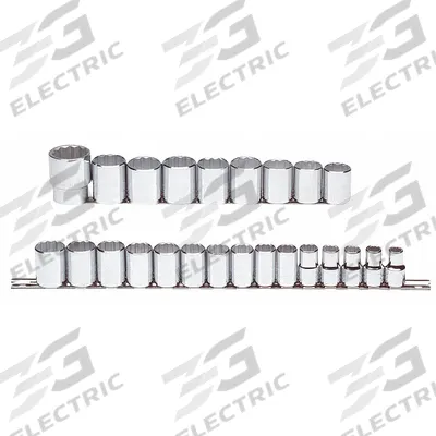 PROTO Socket Set: 1/2 in Drive, 24 Piece, 12-Point, Metric - SAE Tether-Ready Socket Sets