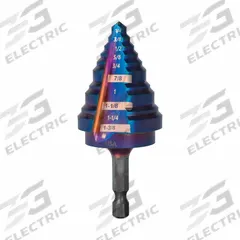 SPYDER Step Drill Bit: 1/4" to 1-3/8", Black Oxide HSS, Impact Rated, Quick-Change Hex Shank (MPN 19024). Key specifications — attr1234936: Impact Rated.