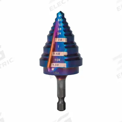 SPYDER Step Drill Bit: 1/4" to 1-3/8", Black Oxide HSS, Impact Rated - Impact-Rated High-Speed Steel Step Drill Bits