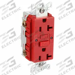 HUBBELL GFCI Receptacle: Duplex, 5-20, Red, GFCI, 125V AC, 20 A, 2 Pole / 3 Wire (MPN GFRWR20R)