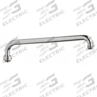 CHICAGO FAUCETS Spout: Spout, Arc, Swivel Spout, Brass, Polished Chrome, Laminar, 14 in Spout Reach (MPN L15E1JKABCP). Key specifications — Includes: Mounting Hardware; Product Type: Spout; Spout Style: Swivel; Body Material: Brass; Color/Finish: Polished Chrome; Brand: CHICAGO FAUCETS.