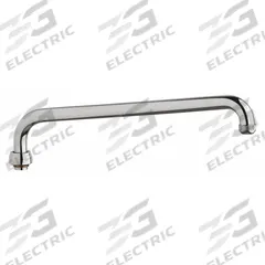 CHICAGO FAUCETS Spout: Spout, Arc, Swivel Spout, Brass, Polished Chrome, Laminar, 14 in Spout Reach (MPN L15E1JKABCP). Key specifications — Includes: Mounting Hardware; Product Type: Spout; Spout Style: Swivel; Body Material: Brass; Color/Finish: Polished Chrome; Brand: CHICAGO FAUCETS.