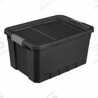 STERILITE Storage Tote: 19 gal, 25 3/4 in x 18 3/8 in x 13 1/4 in, Black Body, 10 to 20 gal, Black (MPN 14869006). Key specifications — Material: Plastic; Body Color: Black; Brand: STERILITE.