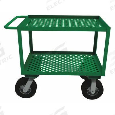 APPROVED VENDOR Utility Cart: 1,000 lb, 2 Shelves, 48 in L x 24 in W Shelf - Flow-Through Utility Carts with Perforated Lipped Metal Shelves