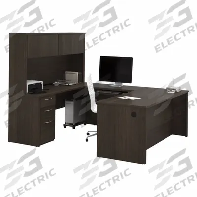 BESTAR U-Shaped Office Desk: Dark Chocolate, 71 1/8 in Overall Wd - Embassy Series