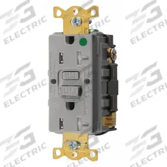 HUBBELL GFCI Receptacle: Hospital Grade, Duplex, 5-20R, Gray, GFCI, 125V AC, 20 A, 2 Pole / 3 Wire (MPN GFRTW83GRY)