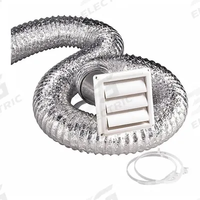 DEFLECTO Roof/Wall Vent Kit: Louvered Hood Venting, Round, 4 in Duct, Aluminum/Plastic - Roof & Wall Vent Kits