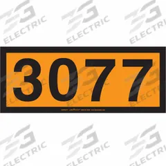 LABELMASTER Orange Panel Placard: 3077, 6 5/16 in x 15 3/4 in, 6 5/16 in Label Ht, Vinyl, 25 PK (MPN ZOPP3077). Key specifications — Brand: LABELMASTER; Message: 3077.