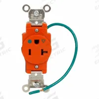 LEVITON Straight Blade Single Receptacle: Hospital Grade, Single, 5-20R, Orange, 125V AC, 20 A (MPN 8310-OIG)