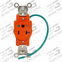 LEVITON Straight Blade Single Receptacle: Hospital Grade, Single, 5-20R, Orange, 125V AC, 20 A (MPN 8310-OIG)