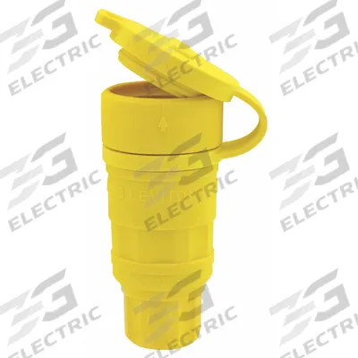 LEVITON Locking Connector: Non-NEMA, Yellow, 125/250V AC, 20 A Current Rating, 3 Poles - Watertight Connectors